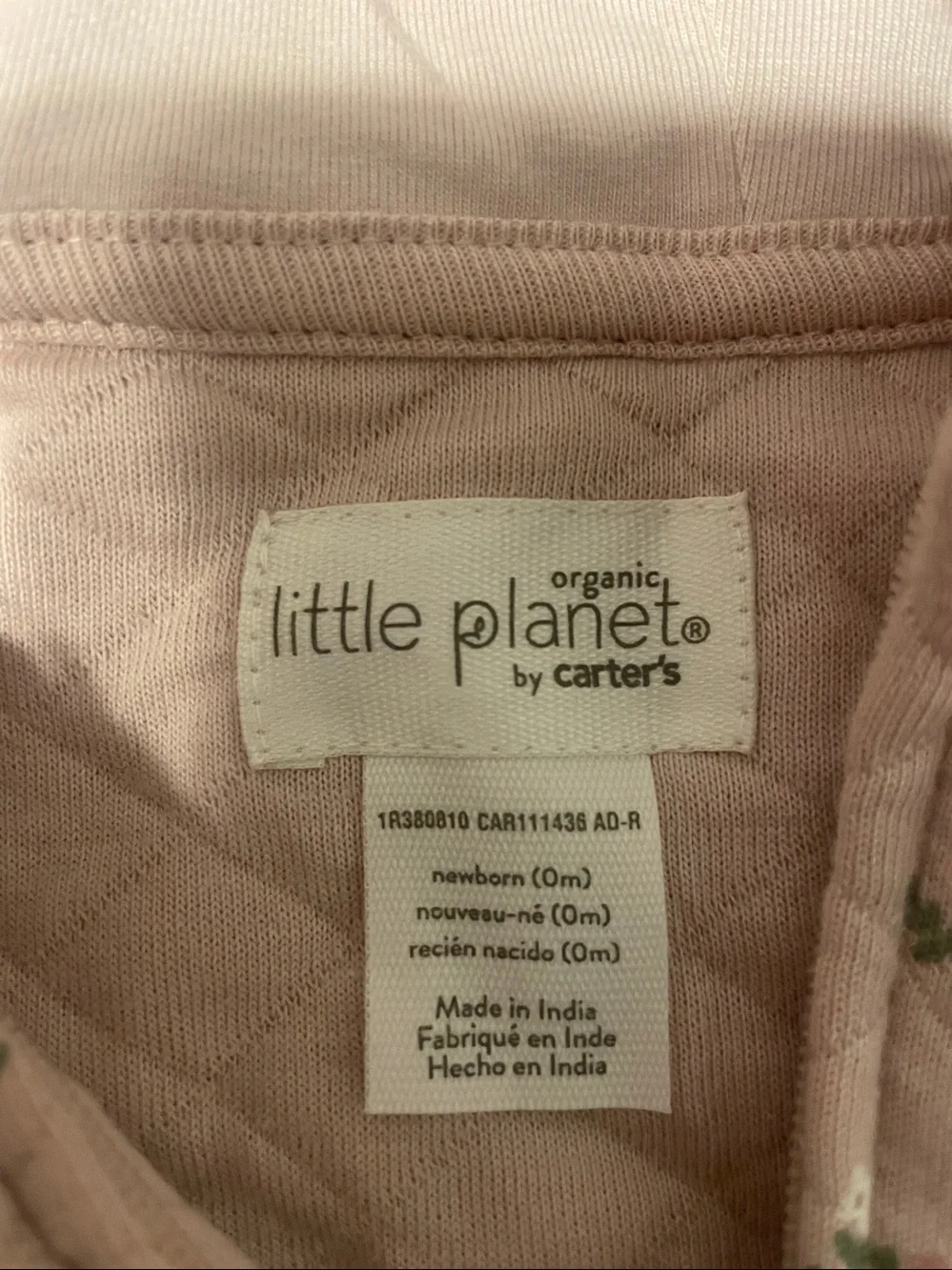 Carter's Quilted Hooded Floral One-Piece Bodysuit - Light Pink